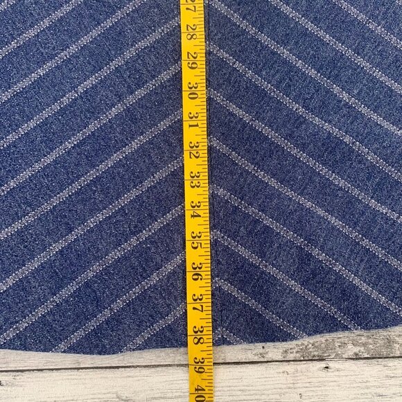 Vintage 70s Handmade Blue White Striped High Rise Retro A-Line Maxi Skirt - Picture 12 of 12